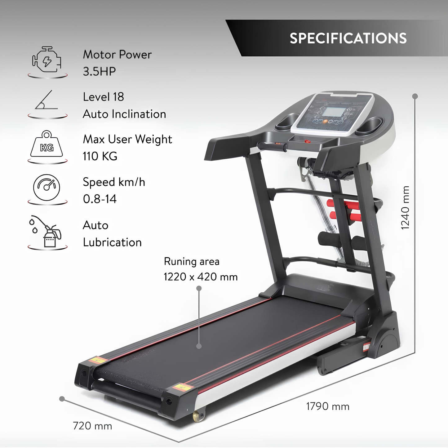 3.5 HP Multifunction Treadmill