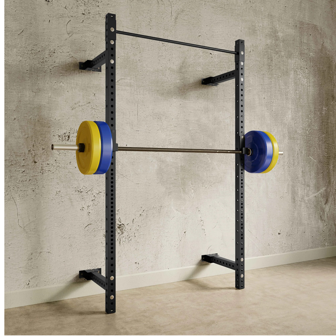 Durable foldable wall rack with integrated pull-up bar