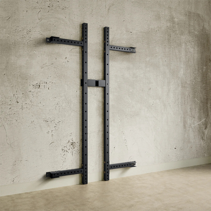 Space-saving Fitbol wall rack with pull-up bar for strength training