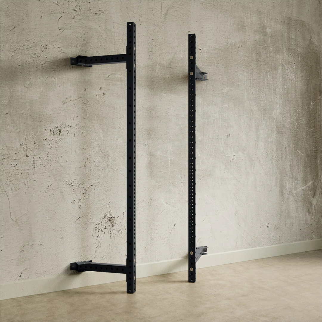 Heavy-duty foldable wall rack with pull-up bar for weightlifting